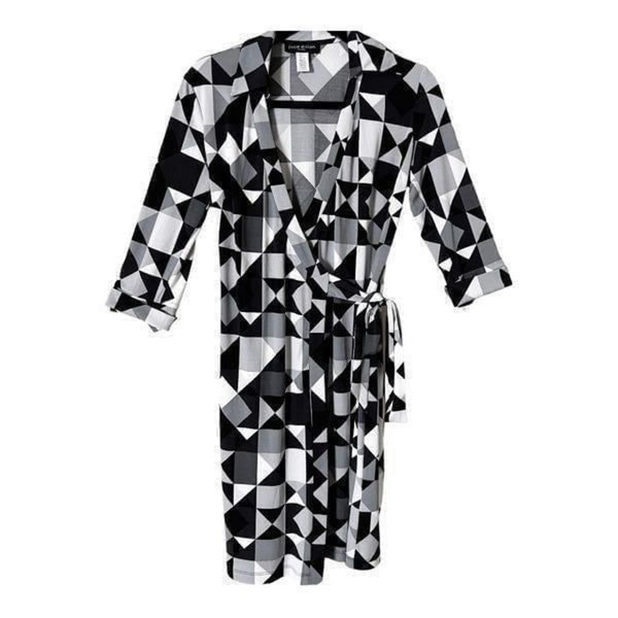 Julie Dillon Gray Black Geometrical Print Wrap Midi Dress Size 4