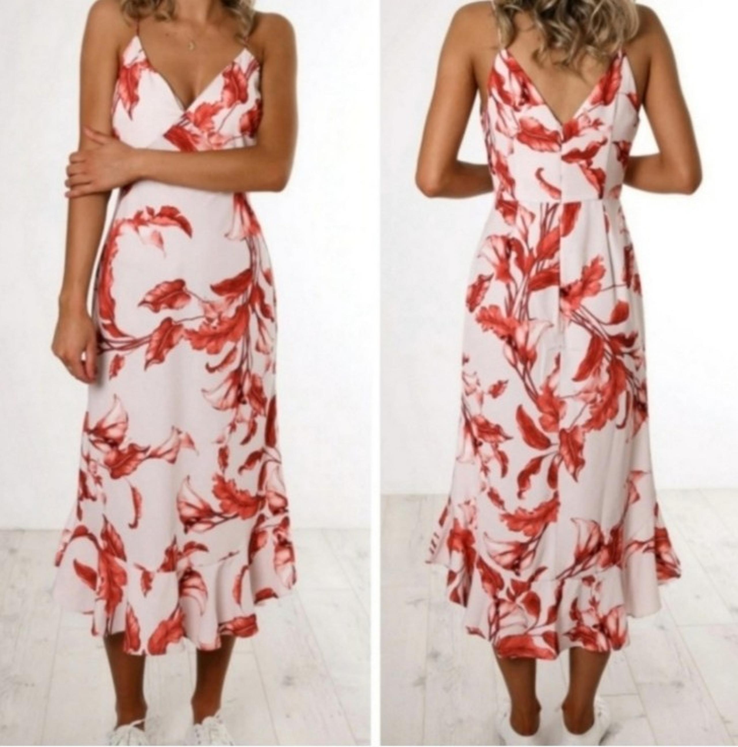 Keepsake The Label midi sun dress Porcelain Lilly tropical print strappy 6