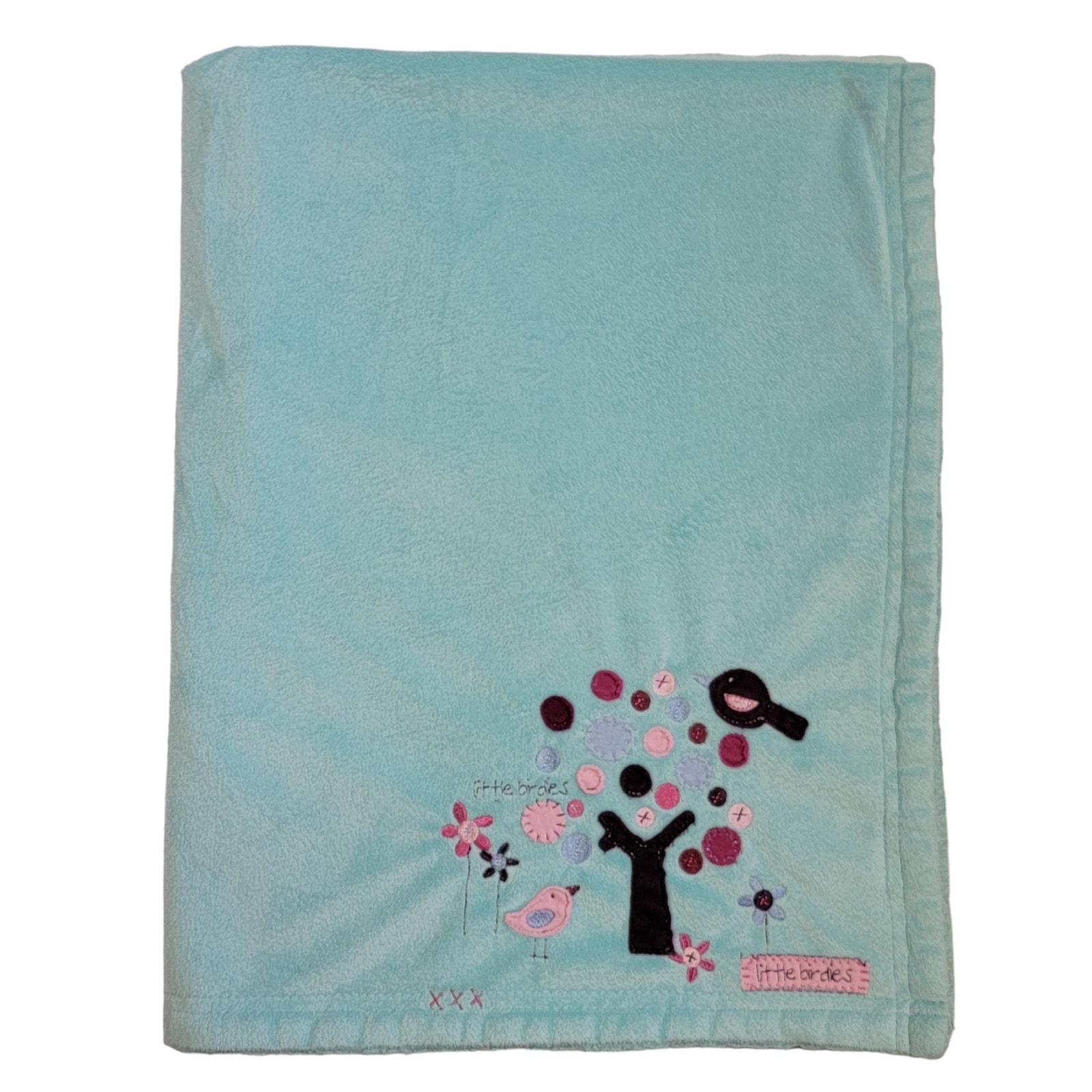 Koala Baby Blanket Little Birdies Turquoise Blue Birds Tree Flowers Girls Infant
