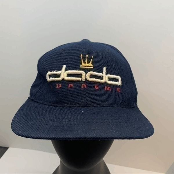 VINTAGE Dada Supreme WOOL MIX Hat Cap Snap Back Blue Hip Hop Mens 90s Y2K