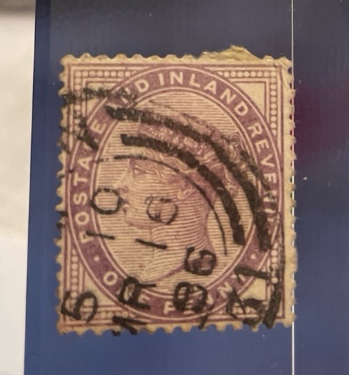 United Kingdom 1 penny & Inland Revenue Stamp