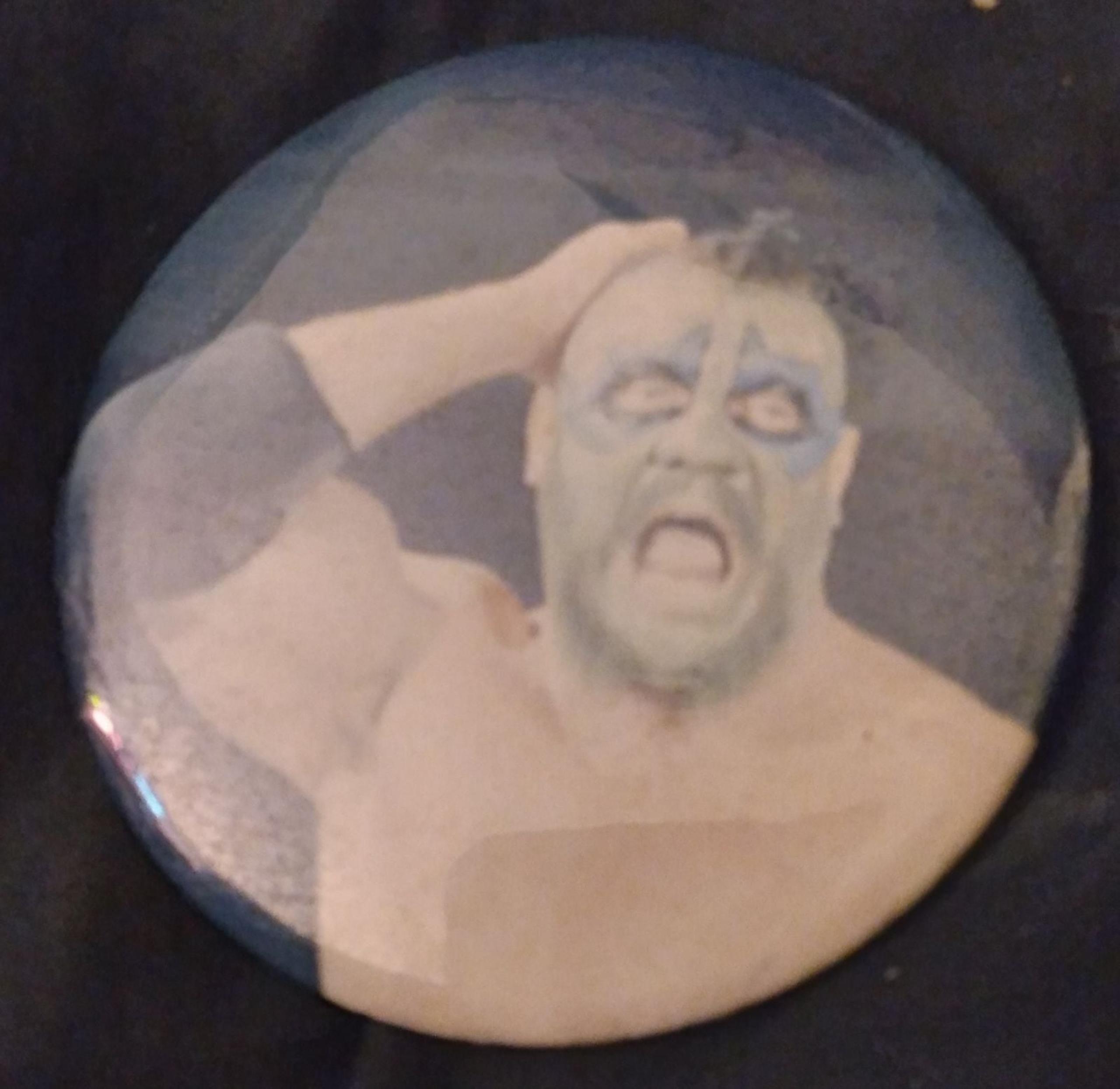 The Missing Link Button/Pin... wrestling figure from the past