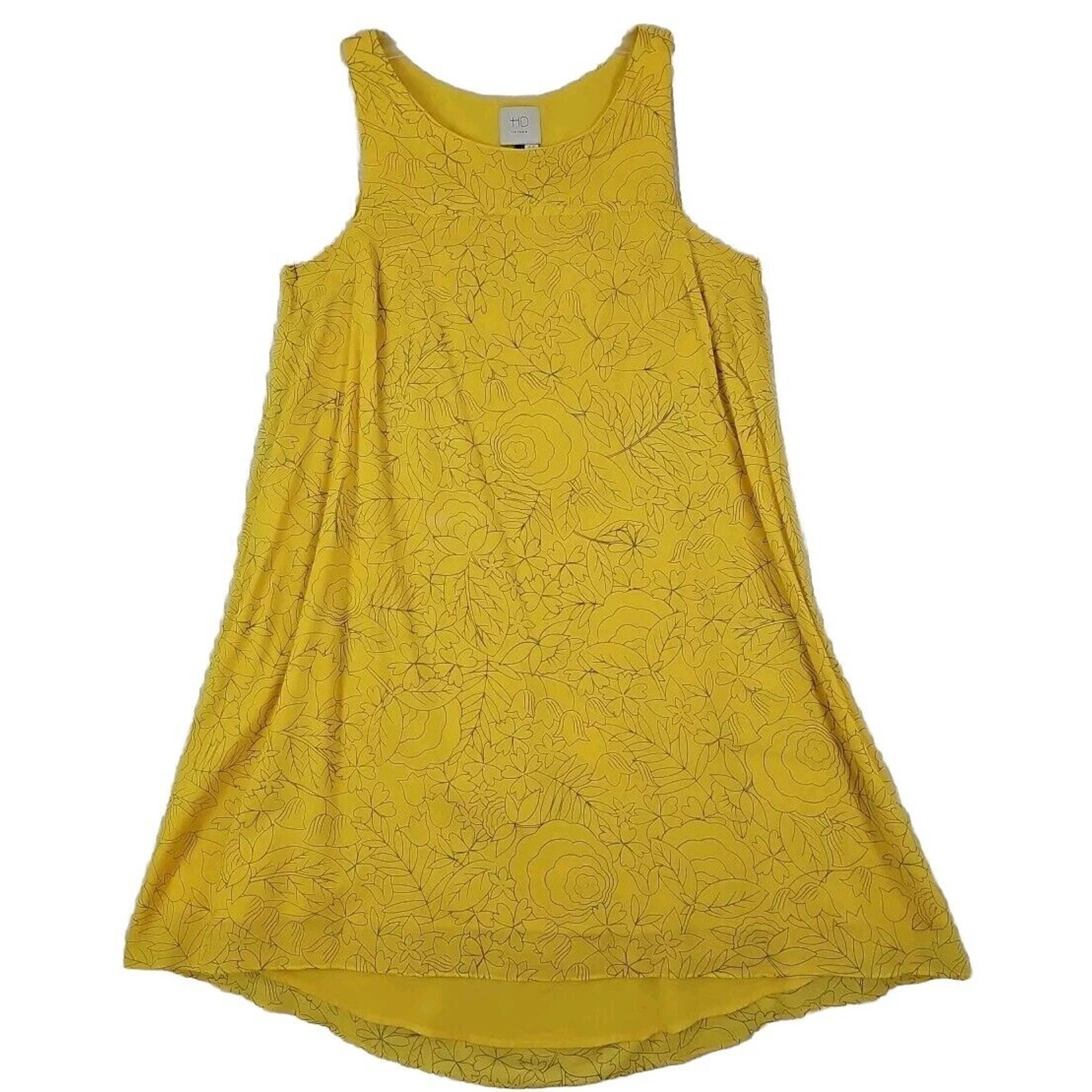 Anthropologie Dress Womens Sz 4 HD IN PARIS Sun Soaked Tank Yellow Floral Cotton