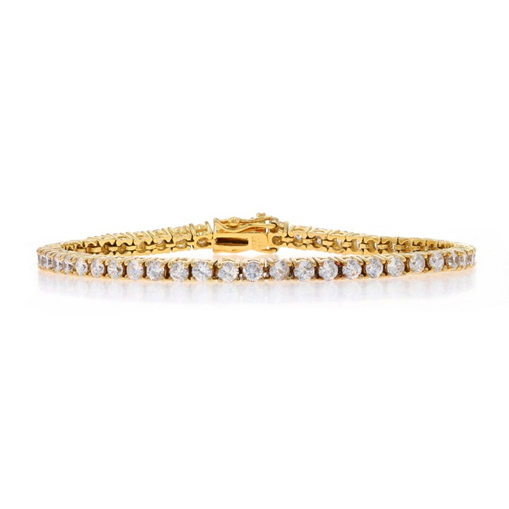 Sterling Silver Cubic Zirconia Tennis Bracelet 7 925 Gold Plated Rnd Cut LX0035