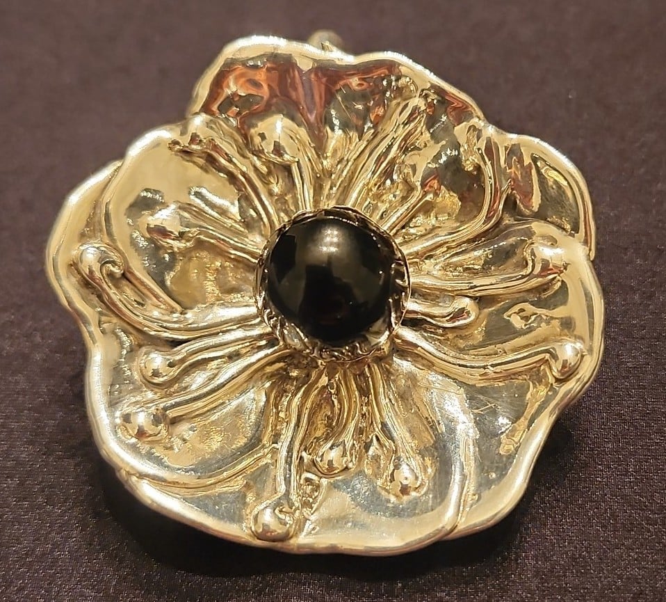 Vintage Bat Ami Israel Sterling Silver Flower Pendant Brooch