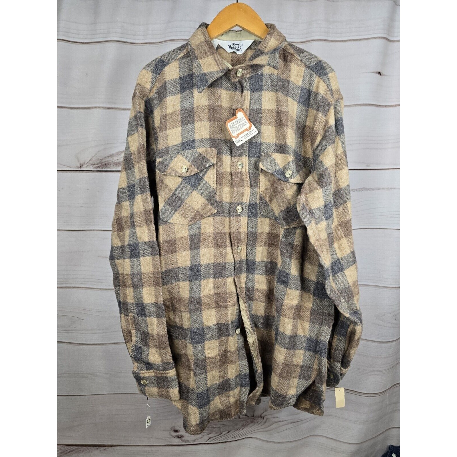 Vintage Woolrich Super Flannel Plaid Button Down Shirt Size L NEW #K