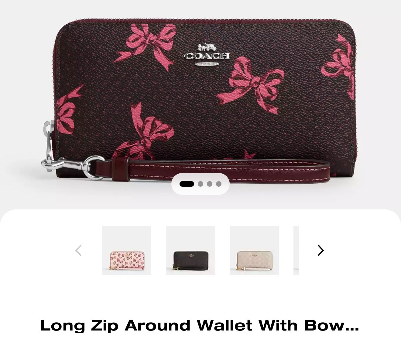 Coach Long Zip Around Wallet Bow Print