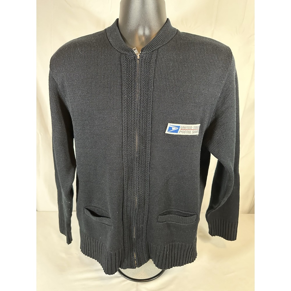 USPS Knit Full Zip A+ Made in USA School Apparel Sweater Black Medium