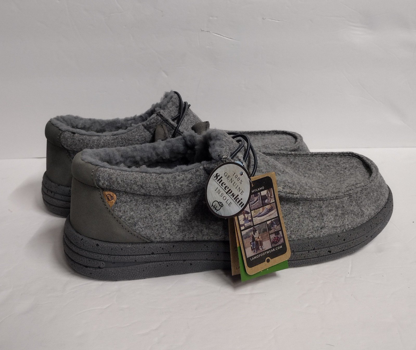 NWT LAMO SAMUEL Grey Wool 100% Genuine Sheepskin Insole CA Comfort Shoes 11