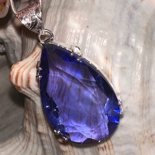 Sparkly Vibrant Purple Quartz vintage teardrop pendant