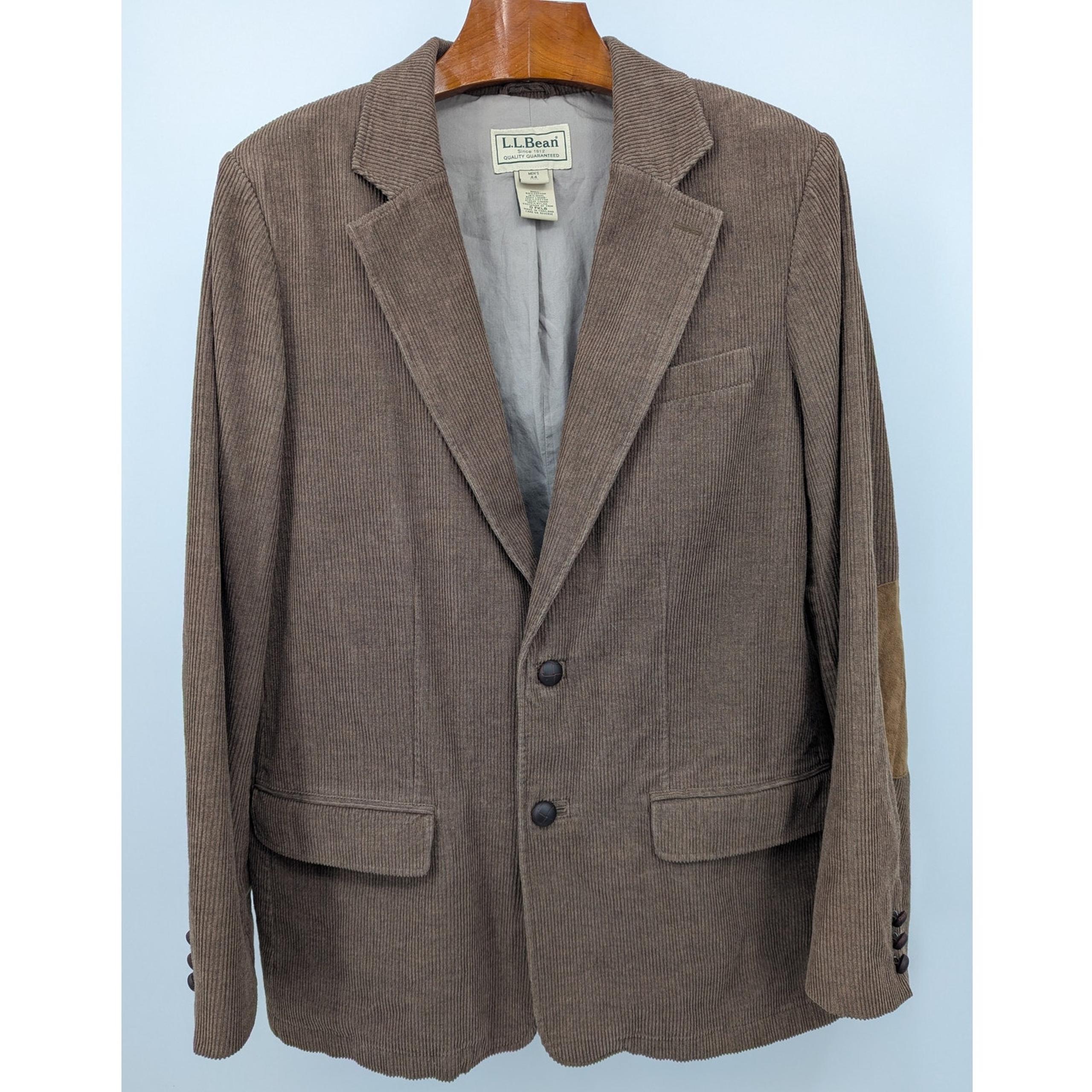 EUC Vintage L.L. Bean Brown Corduroy Cotton & Wool Blazer Suit Jacket 44 Tall