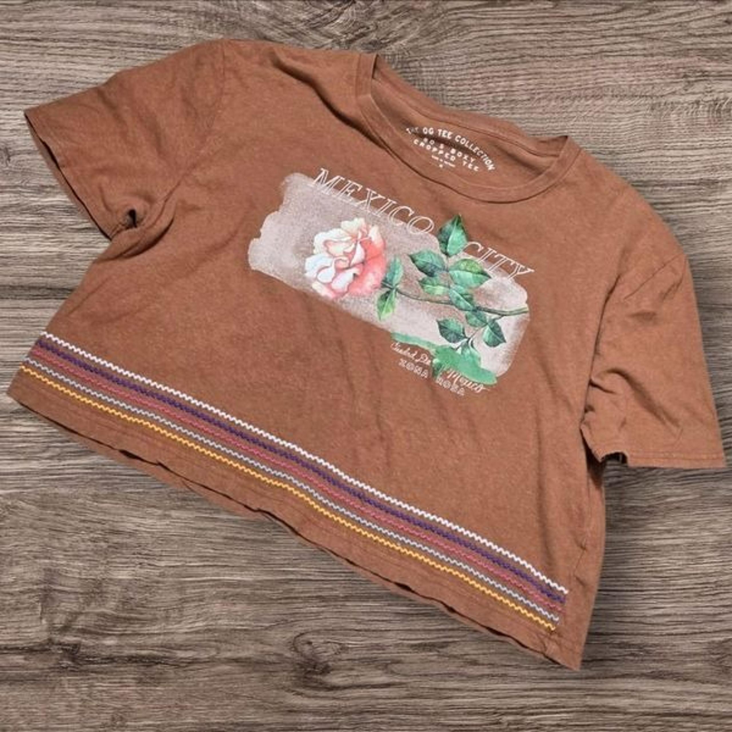 Aero OG Tee Collection 80s Boxy Brown Mexico City Graphic Croppef Tee
