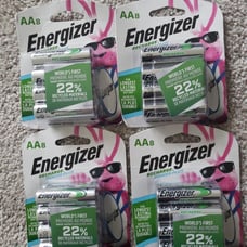 Four packs of Energizer Rechargeable AA 8-Pack Batteries