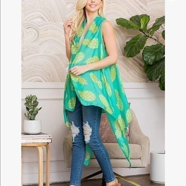 NEW Pineapple Mint Drape Vest Cover Up