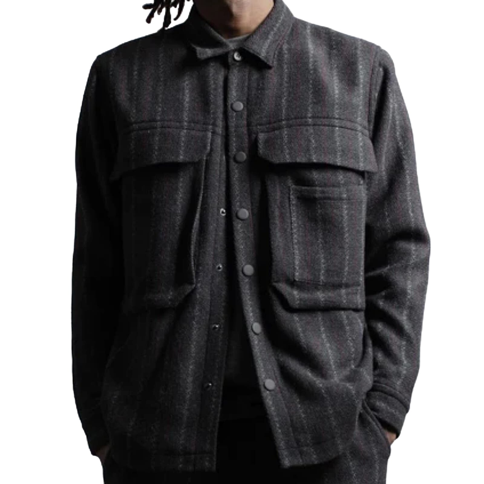 Twenty Montreal Honore Chalk Stripe Woven Shirt Men's XXL NWT Shacket Wool Blend