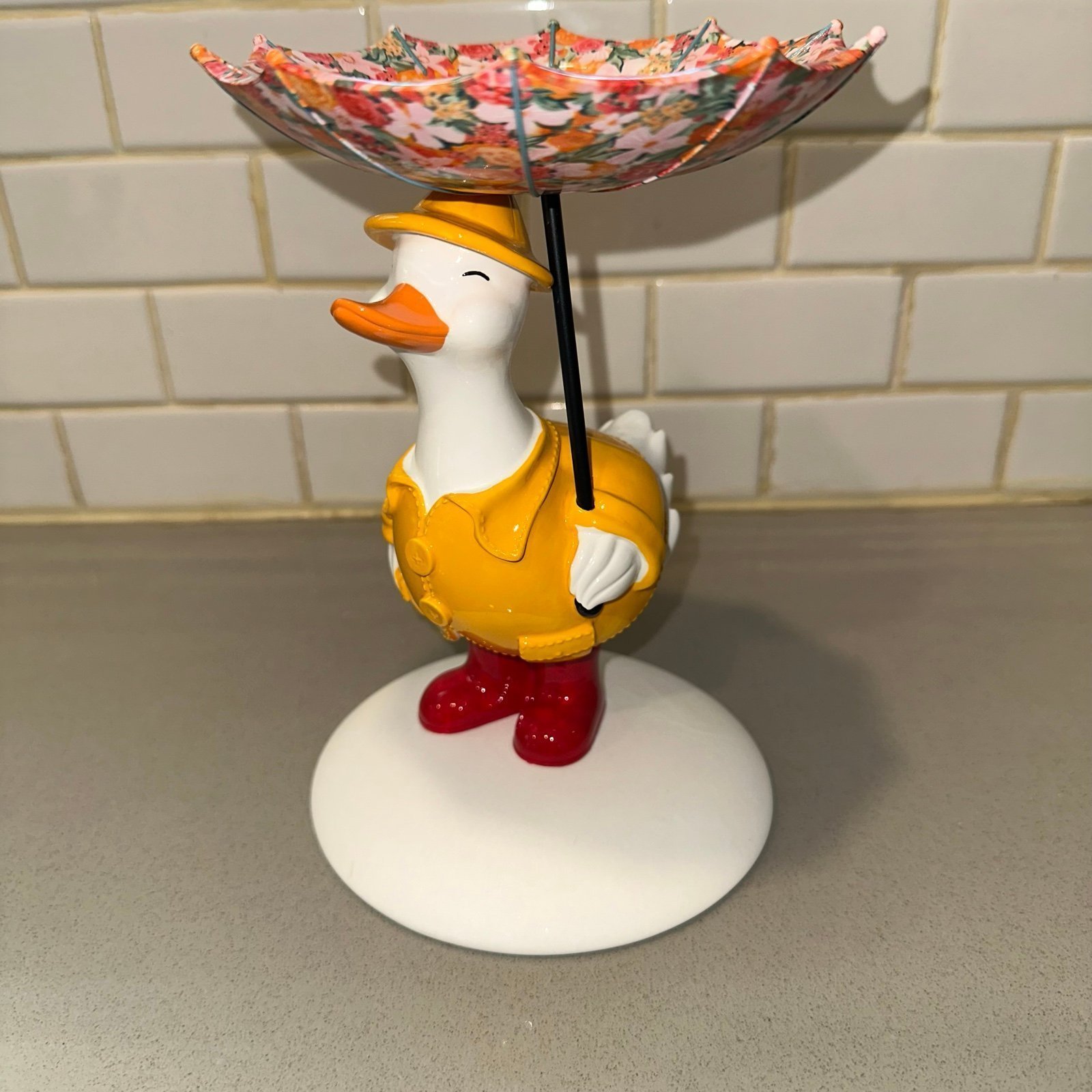 BBW Duck / Silly Goose in Raincoat & Boots w/ Umbrella 3 Wick Candle Holder