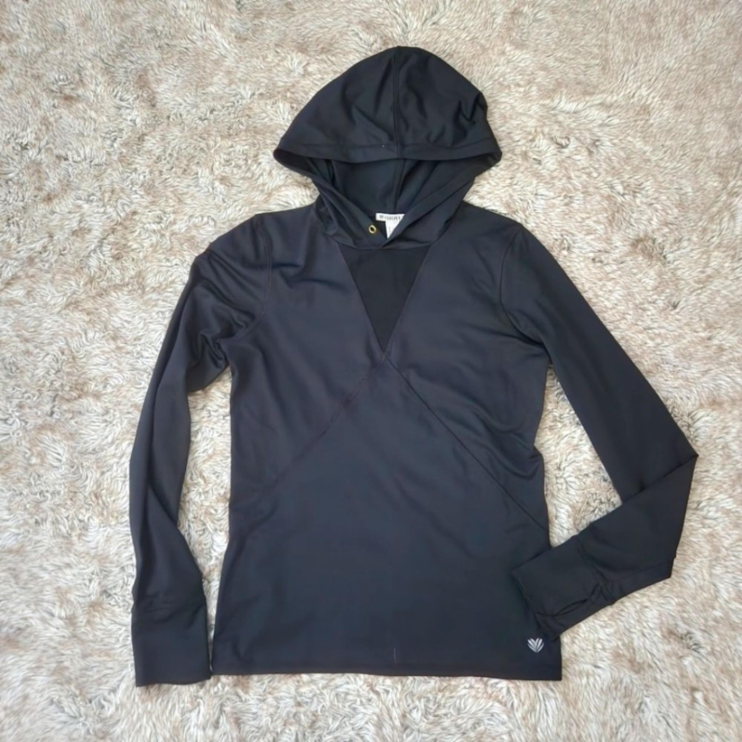 Forever 21 Sheer V Long Sleeve Athletic Hoodie Black Women's Size Small