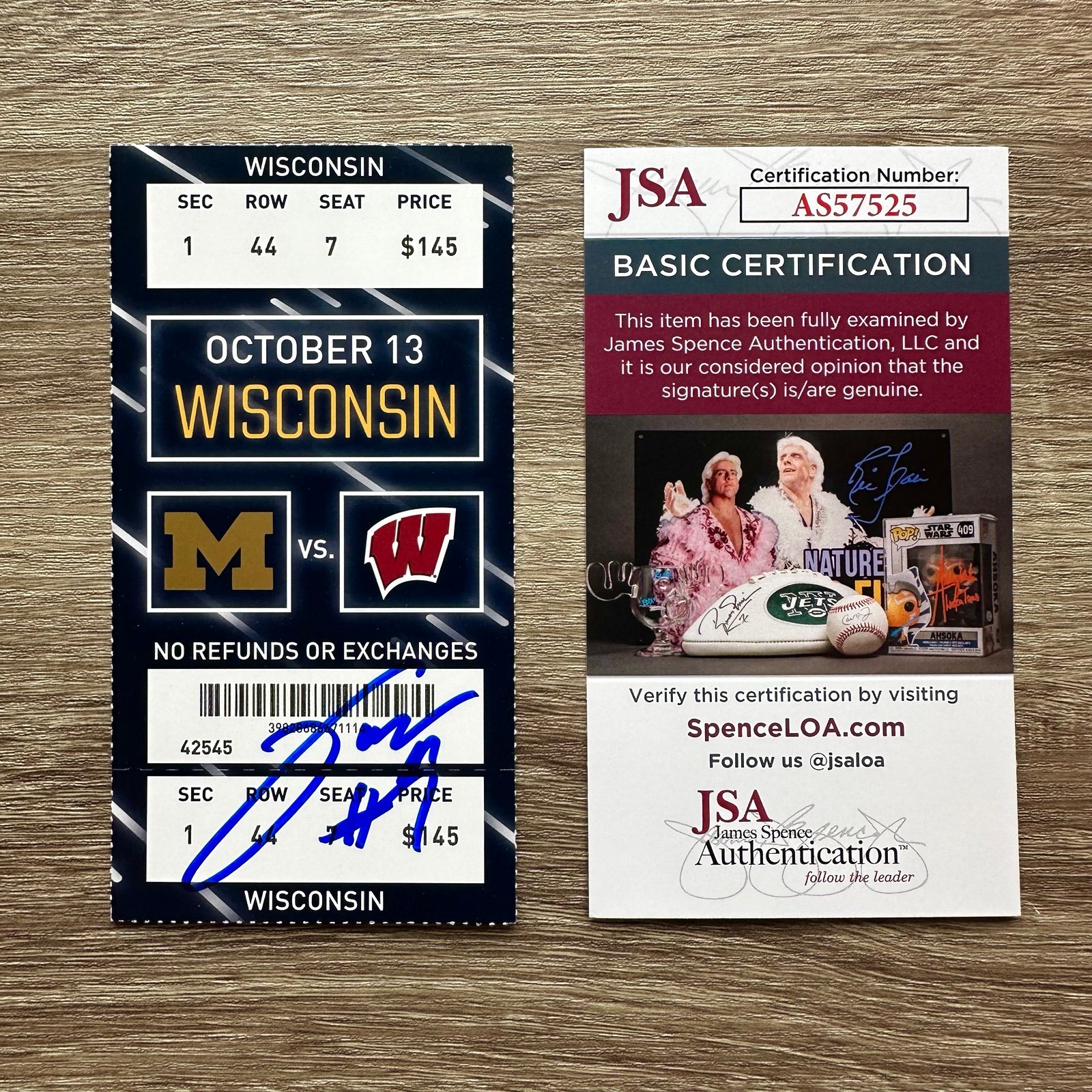Joe Milton Autographed NCAA College Debut Signed Ticket Michigan 10/13/2018 JSA