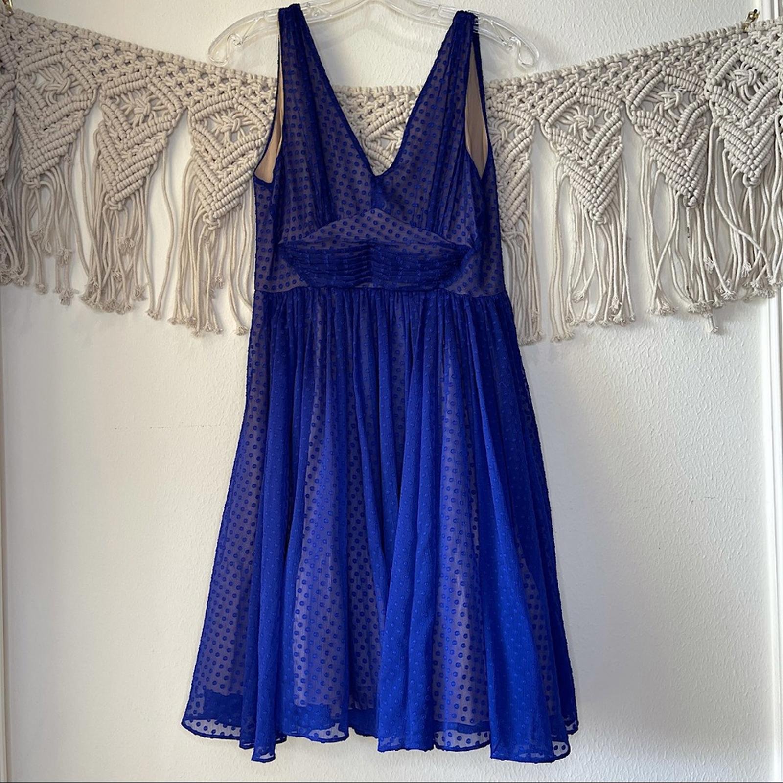 Anthropologie HD Paris Sleeveless Blue Lined Dress Size 2