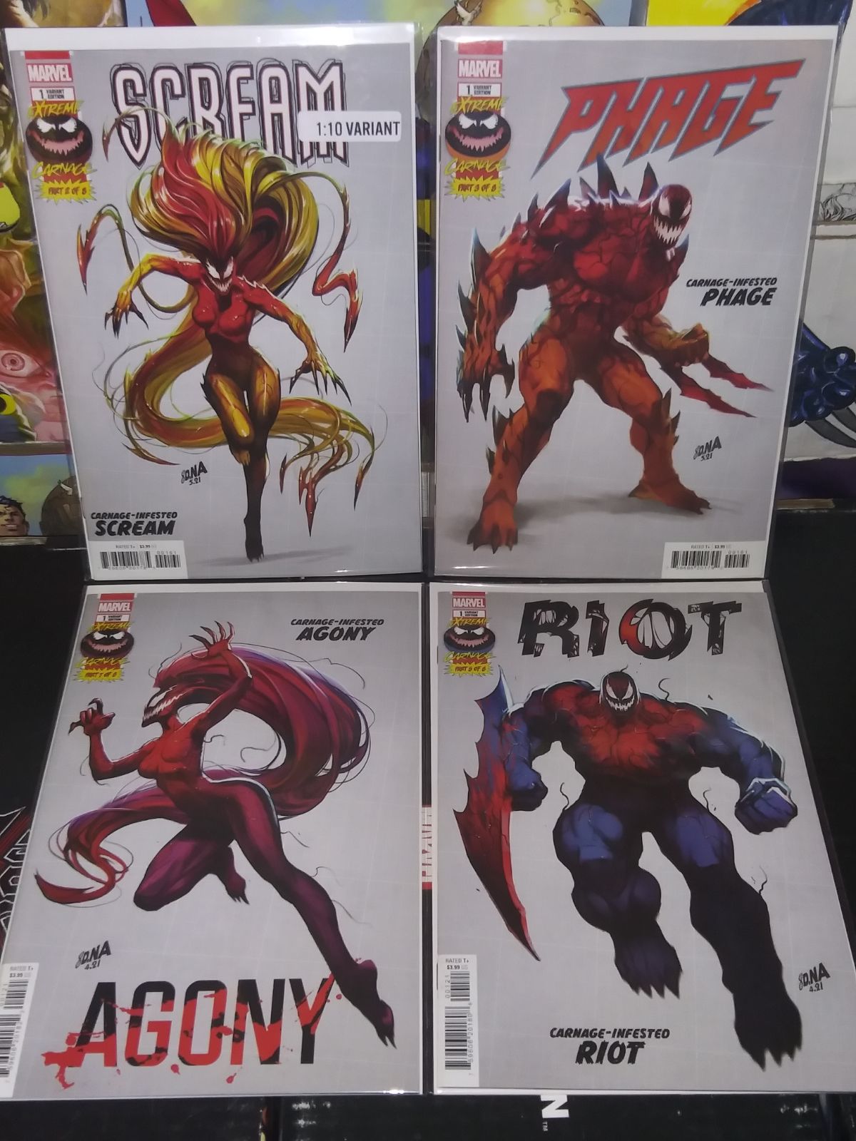 EXTREME CARNAGE 1:10 RATIO SET #1 symbiote 4 BOOK LOT Marvel 2021 RIOT/SCREAM/