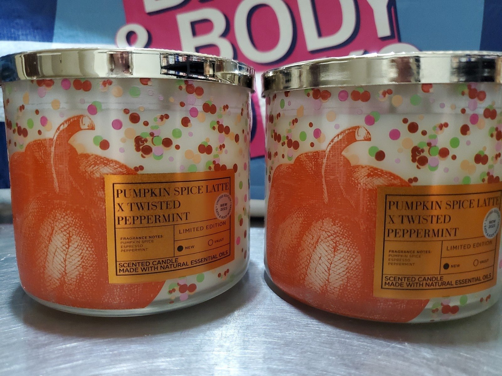 Bath and body works Pumpkin Spice Latte & Twisted Peppermint candles