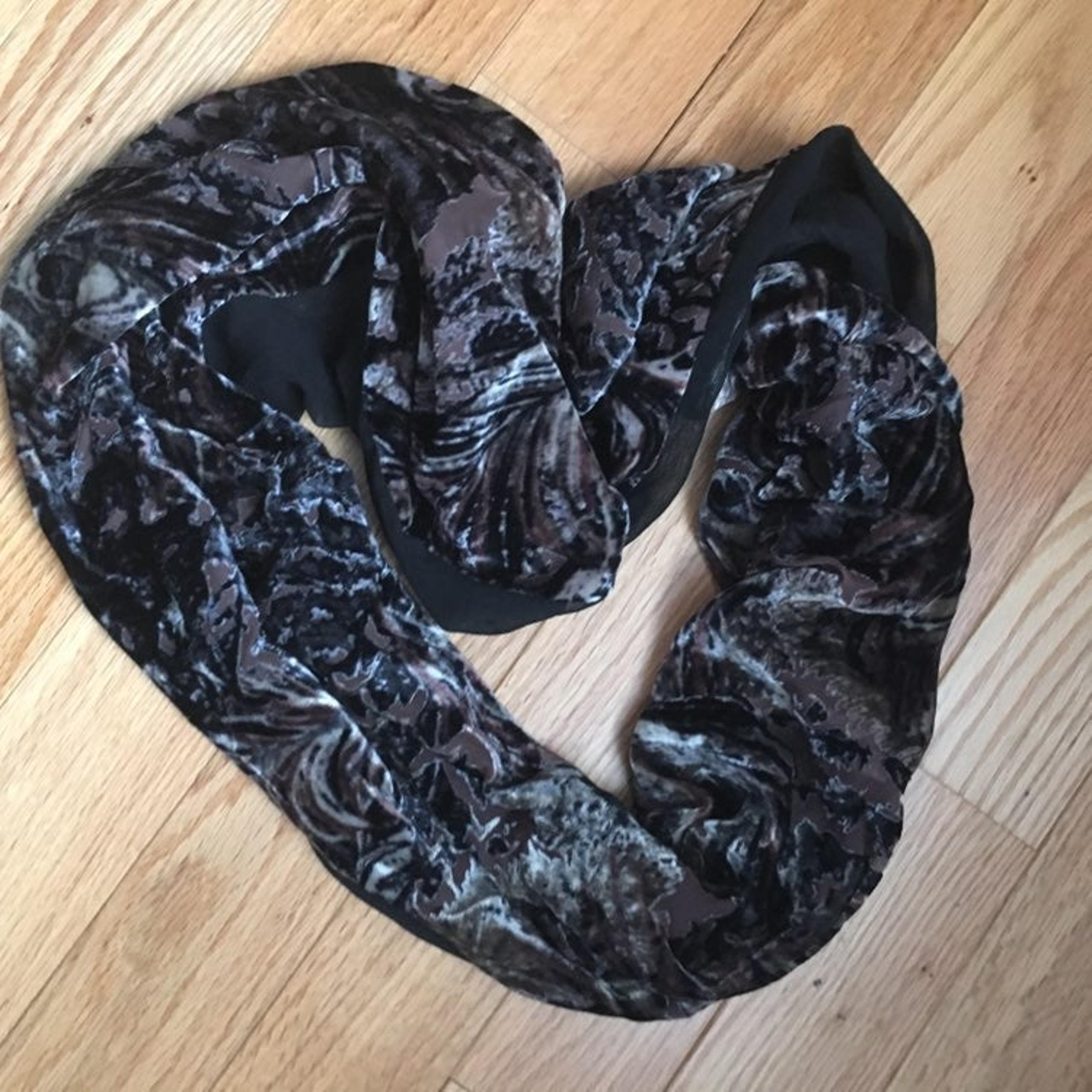 Brown and black infinity scarf