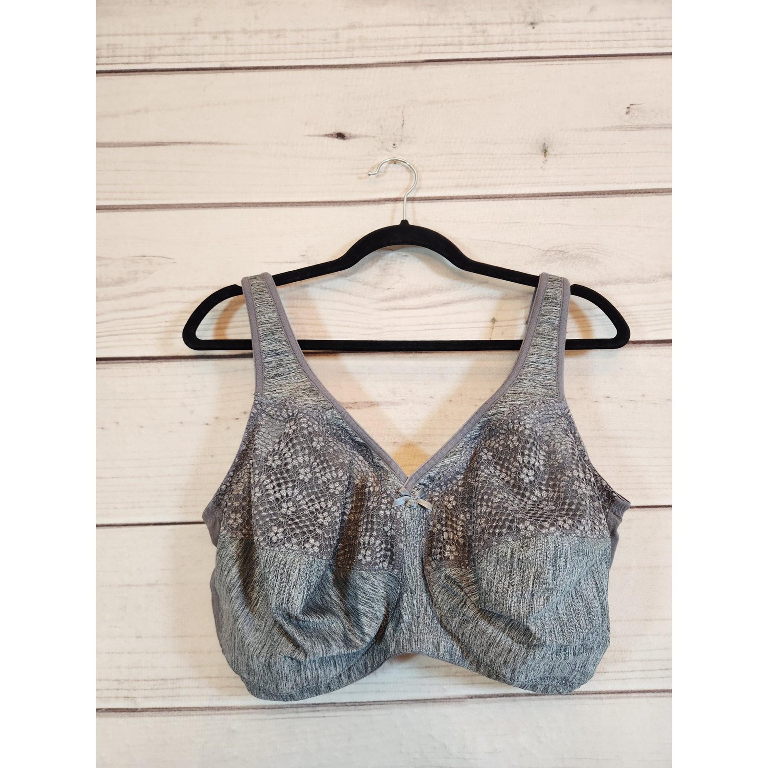 Glamorise Women's Gray Lace  Sexy Comfortable Full Coverage Balconette Bra 40H