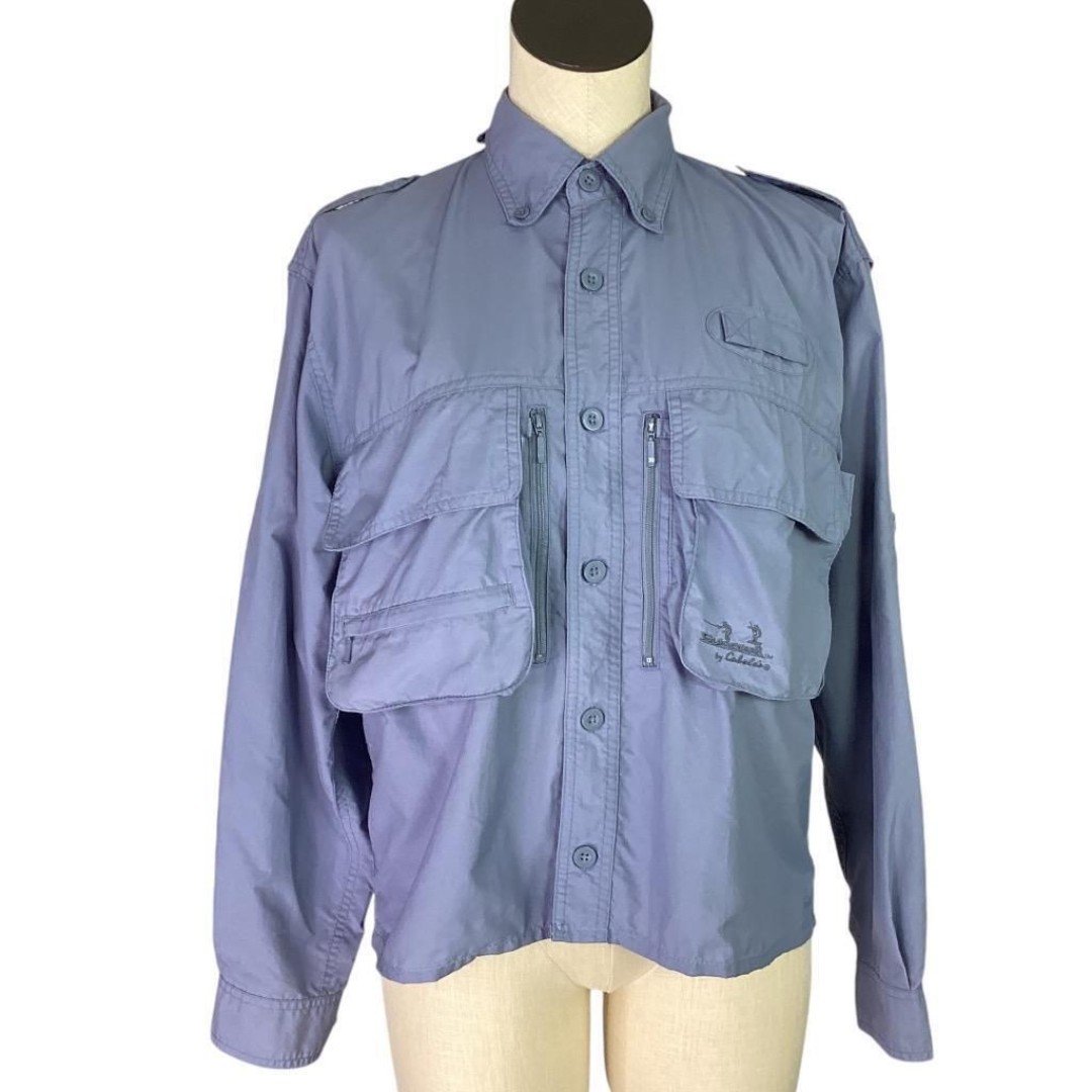 Cabelas Shirt Women S Blue Guidewear Wicking Hiking Fishing Vented Pockets