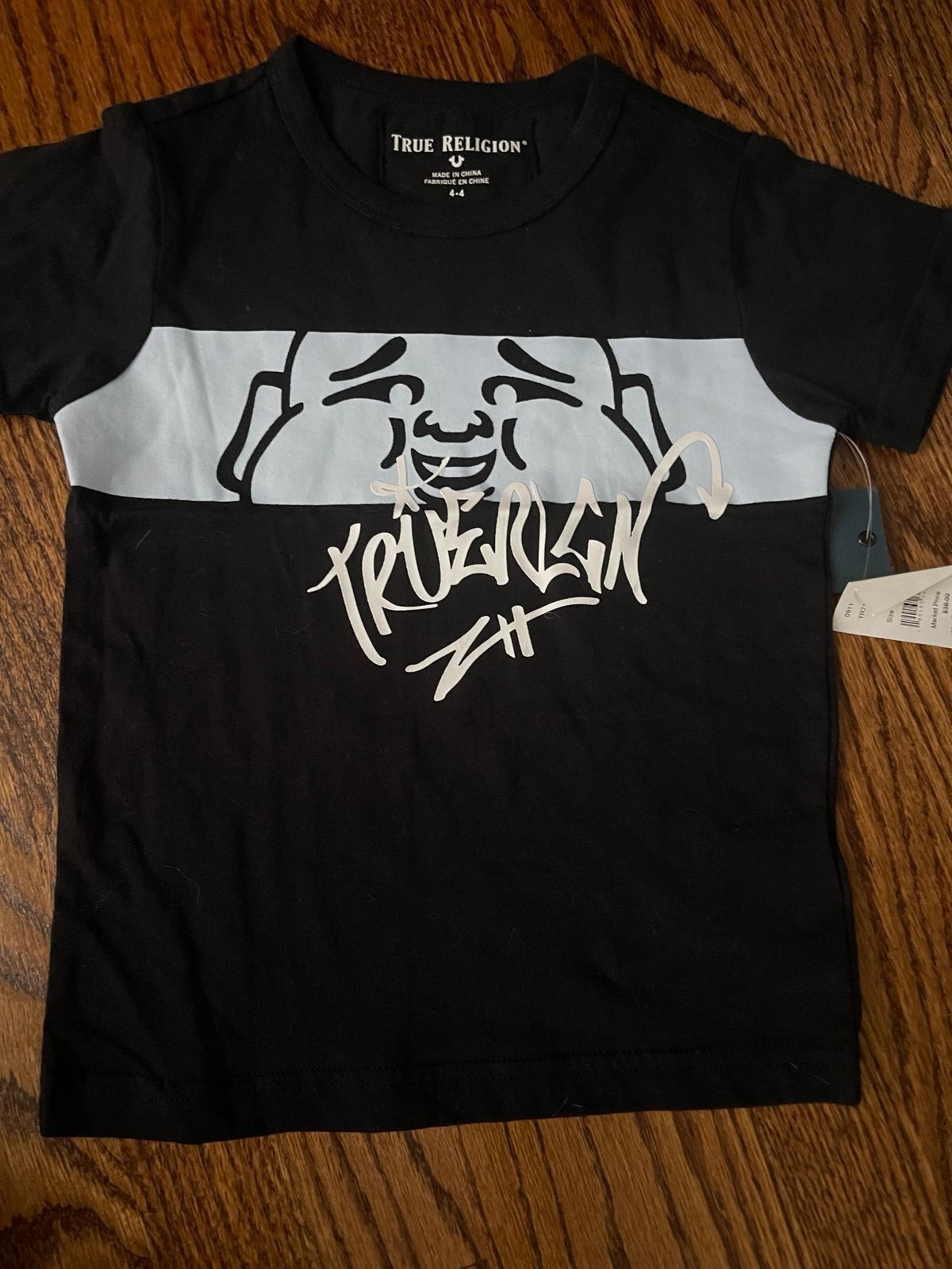 Brand new True Religion  shirt short sleeves, black boys size 4