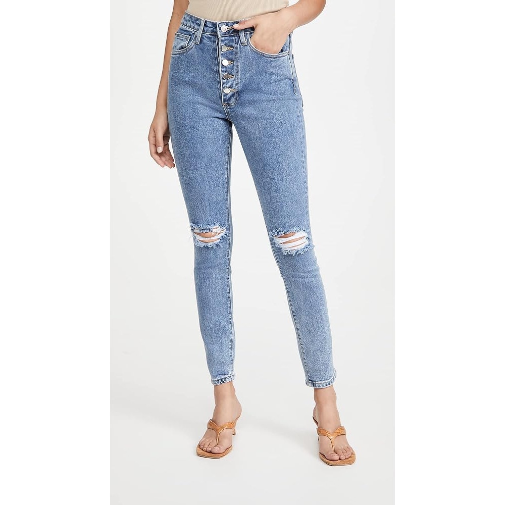 WeWoreWhat The Danielle High Rise Vintage Straight Jeans, Spring St Hole Size 27