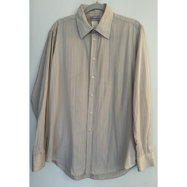 Versace Classic Vertical Stripe 100% Cotton Long Sleeve Button Italy 16 41 Vtg