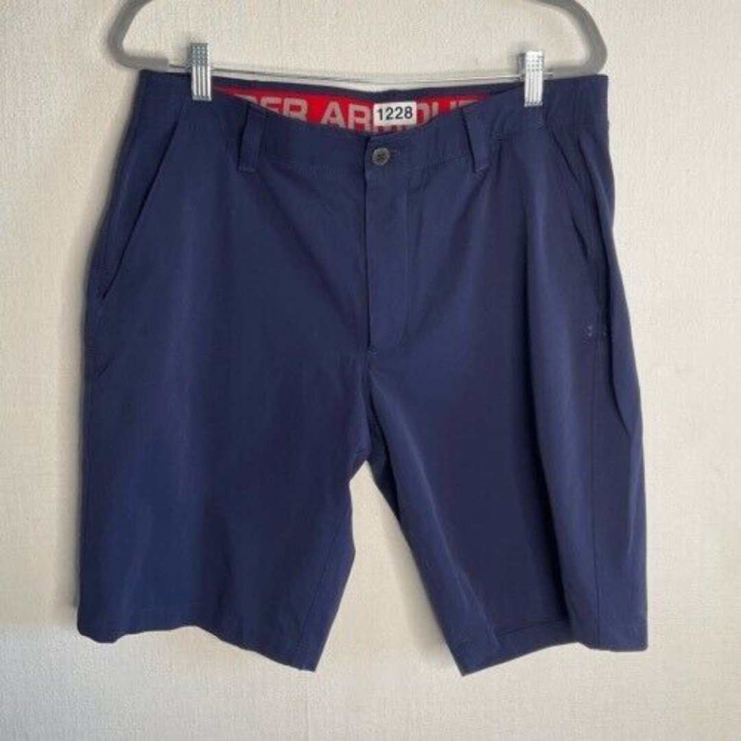 NWOT Under Armour Golf Loose Stretch Hiking Shorts Men Size 36 Heat Gear Blue