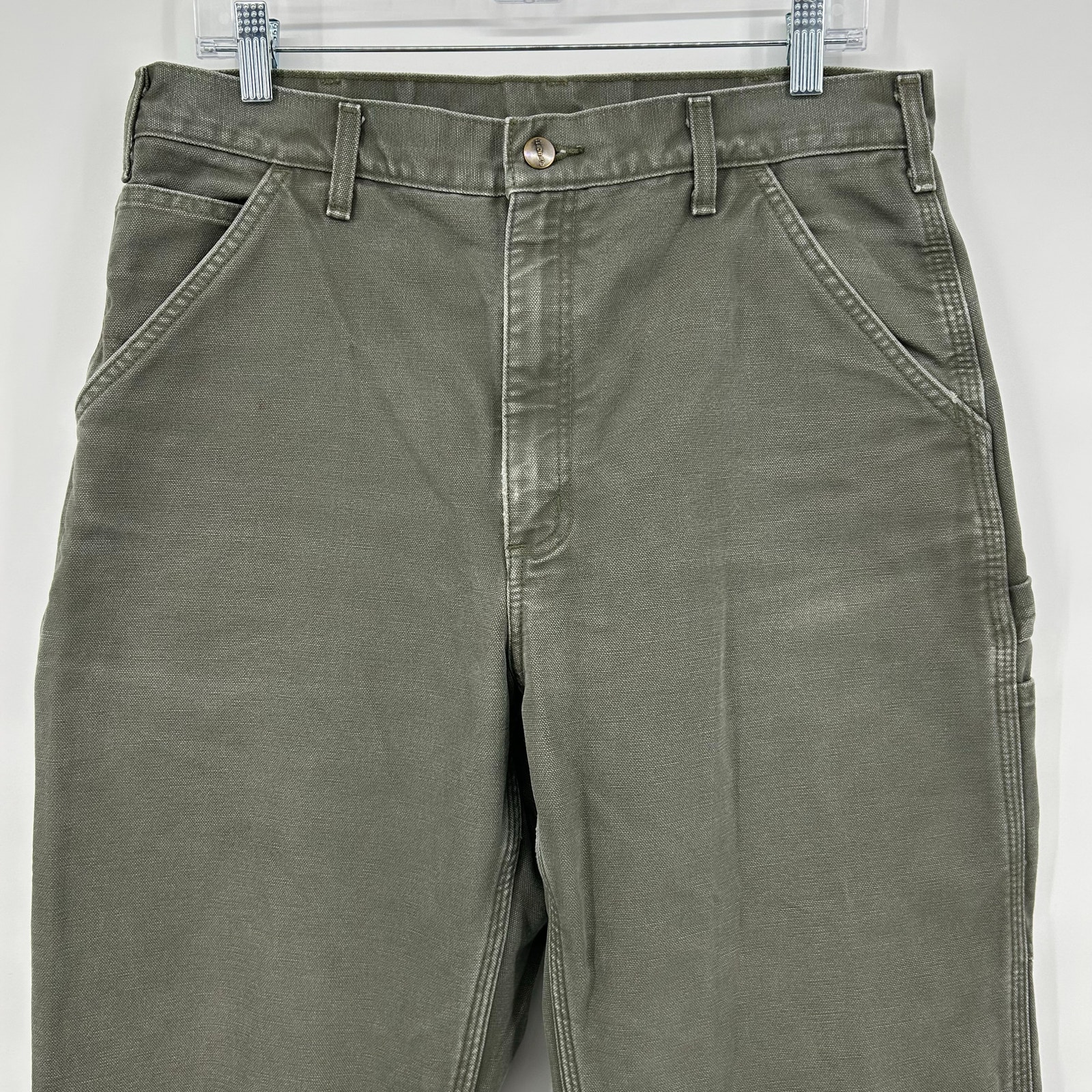 Men's Moss Green Canvas Carhartt Flannel-Lined Carpenter