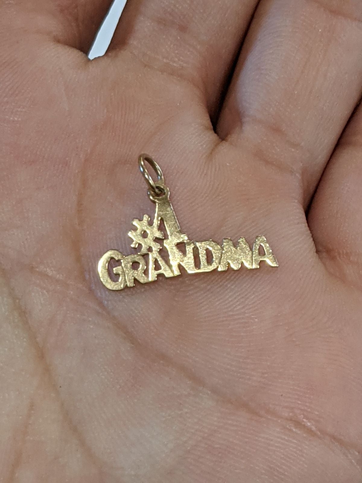 Vintage 14k Yellow Gold #1 Grandma Pendant Charm