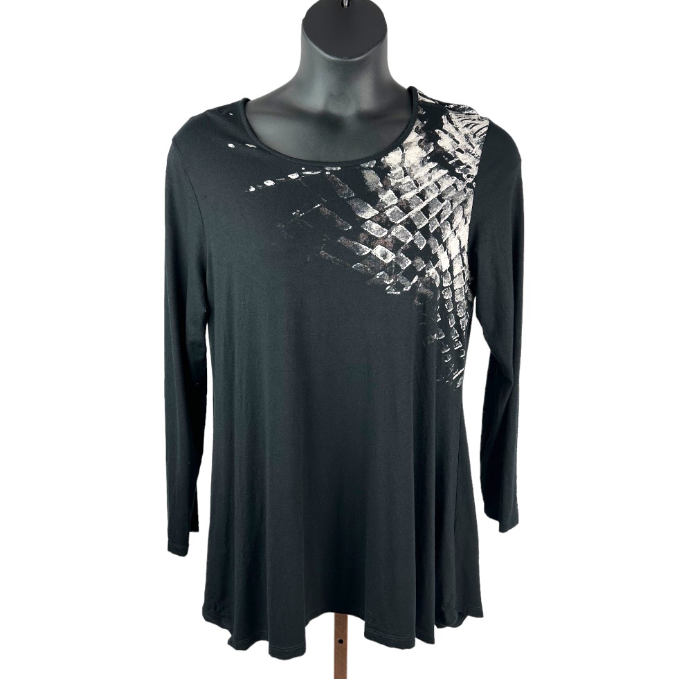 Lauren Vidal black art to wear tunic long sleeve casual pullover SZ XL lagenlook