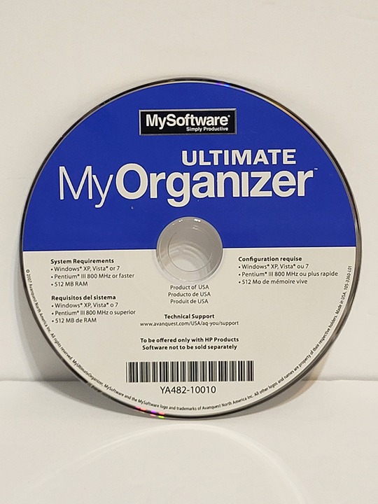 My Software ULTIMATE MY ORGANIZER CD-Rom - Disc Only