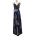 LULUS SZ XS Elegantly Inclined Navy Blue Floral Print Wrap Maxi Dress NEW B152