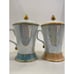 Vintage Shin Han Shiny Bone White Luster Tea Cups with Lids
