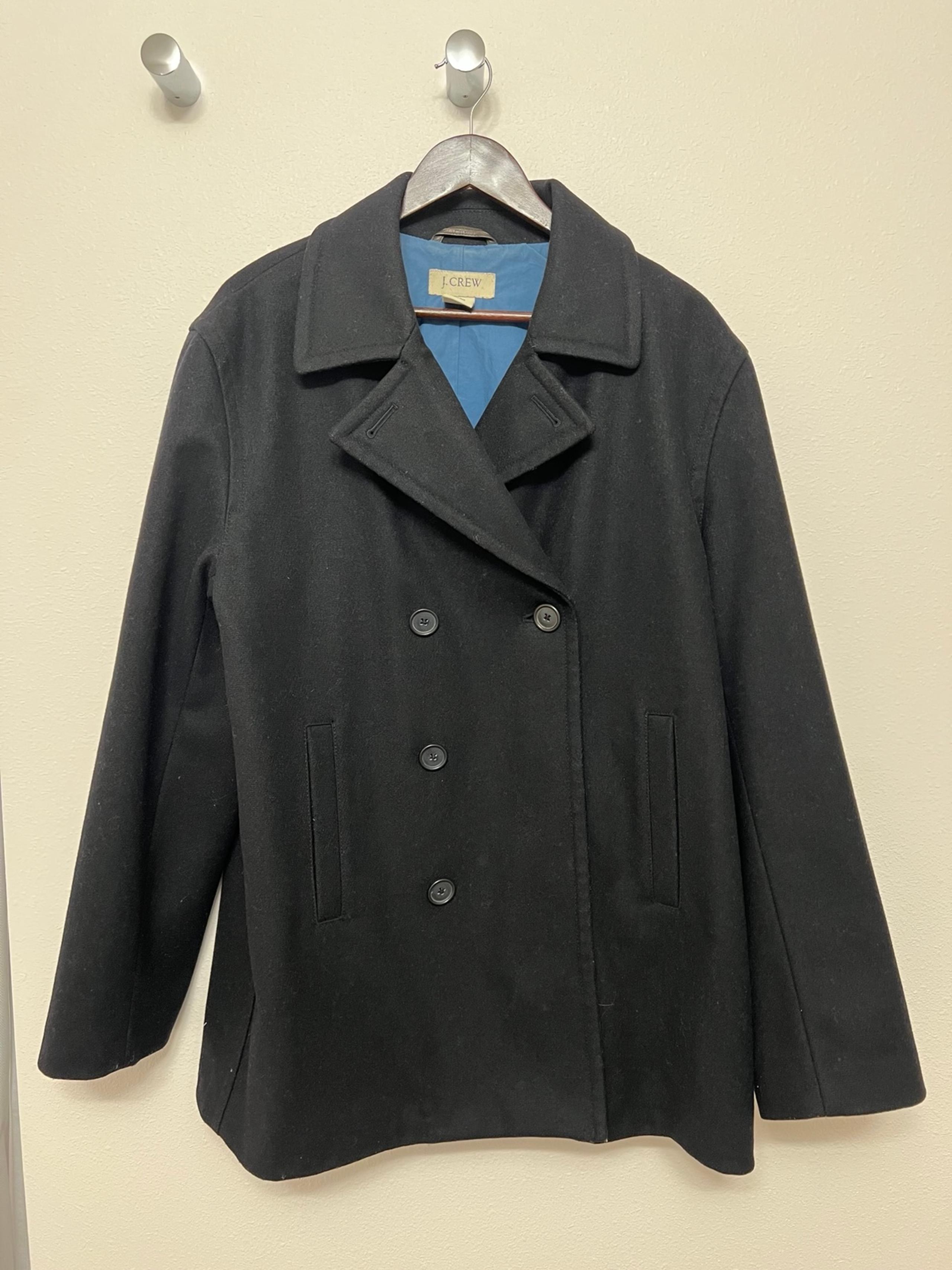 J.Crew Men’s Classic Wool Peacoat Size Large - Black