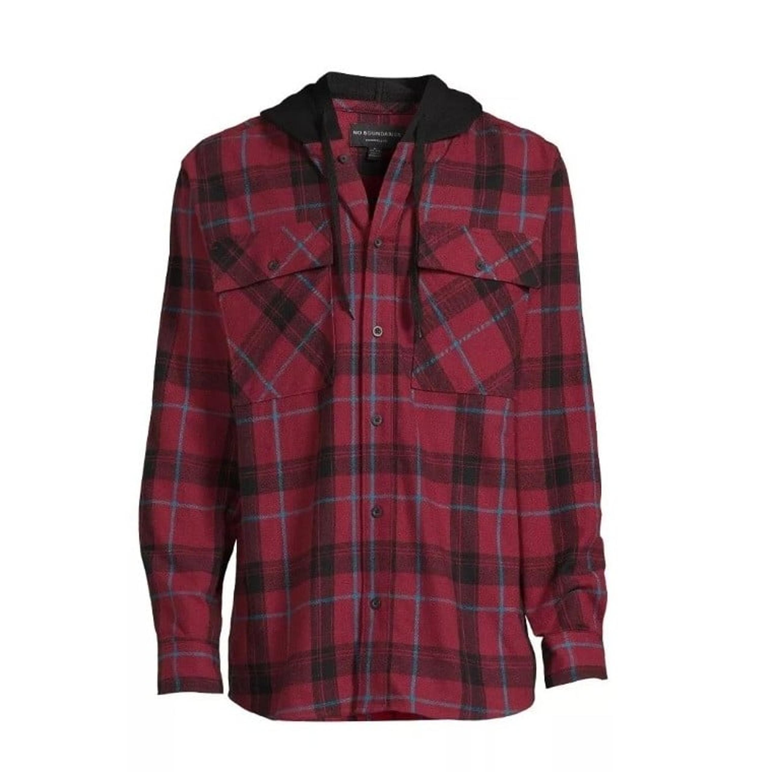 Mens Hooded Flannel Shirt Shacket Jacket XL NEW
