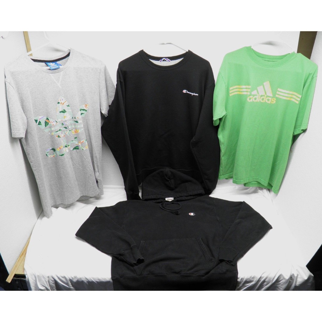 Mens Clothes Lot Champion hoodie Vintage and Crewneck 2 Adidas Shirts All Med.