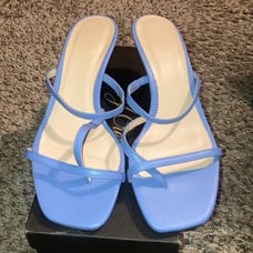 Blue Leather J. Crew Cross Toe Strap Sandals Made in Italy - Brand New Size 9.5