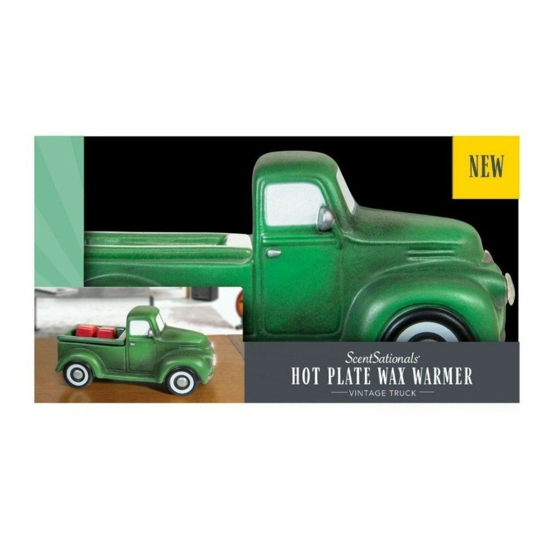 ScentSationals Vintage Old Green Truck Ceramic Wax Warmer Working Headlights NIB