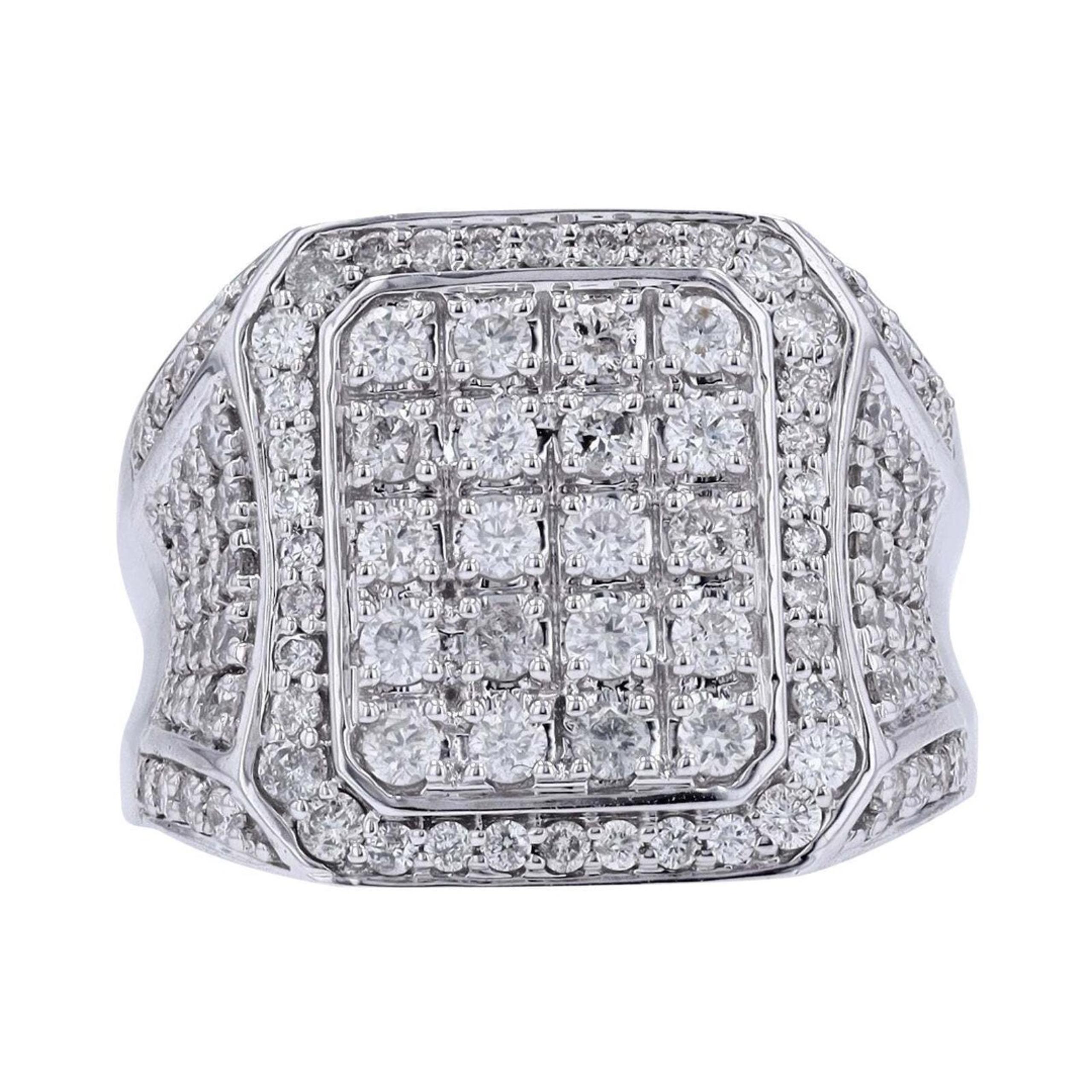 2.00 CT 10K White Gold Mens Natural Diamond Ring Size 10