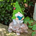 Garden Gnome Sitting on Turtle Outdoor Statues and Sculpture with Solar Lights