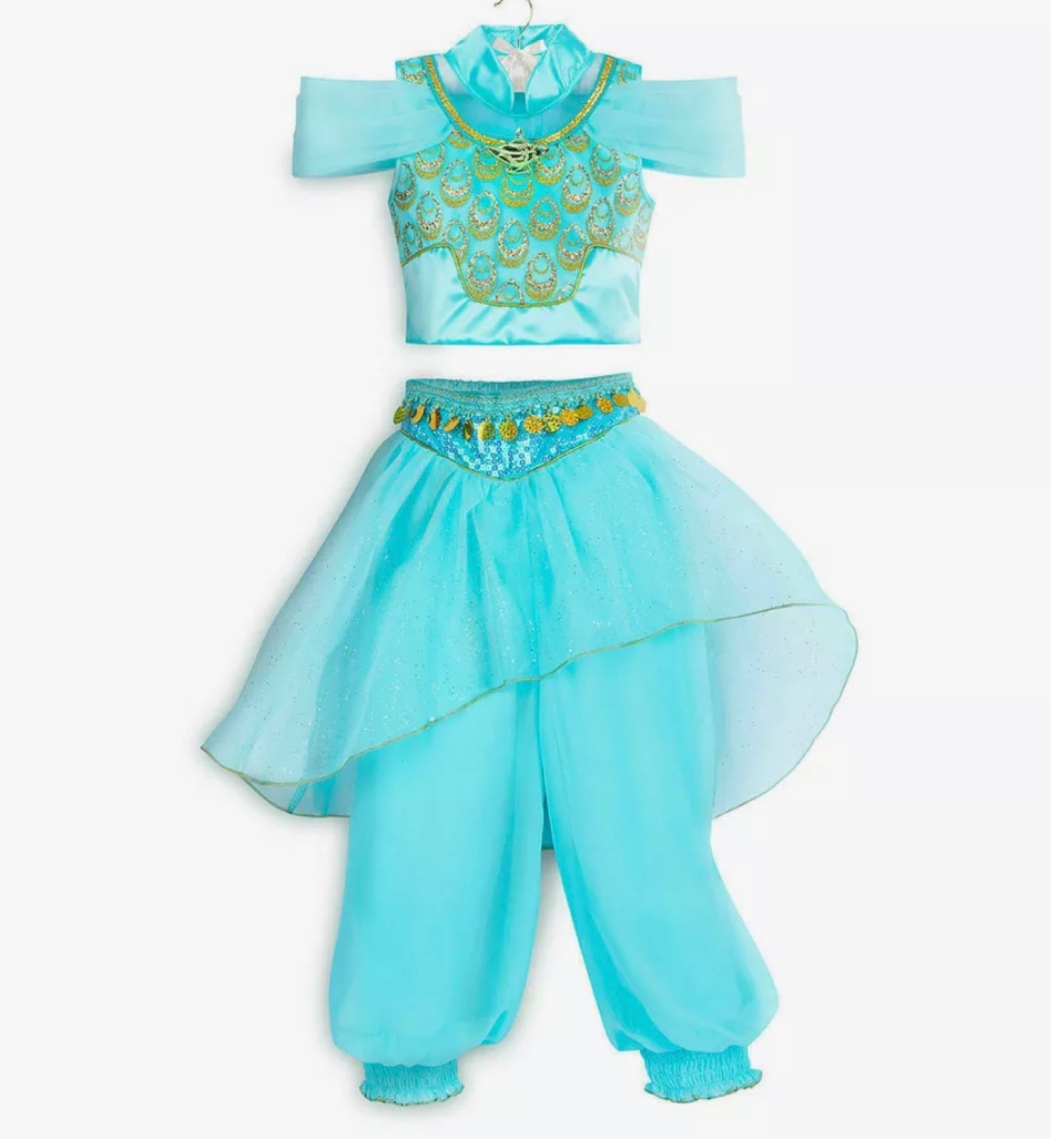 DISNEY PARKS Castle Collection Girls PRINCESS JASMINE Teal 2PC COSTUME size 3