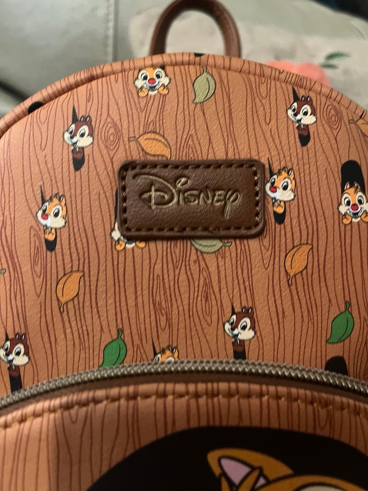 Disney mini backpack. Chip and Dale book bag. Faux leather.