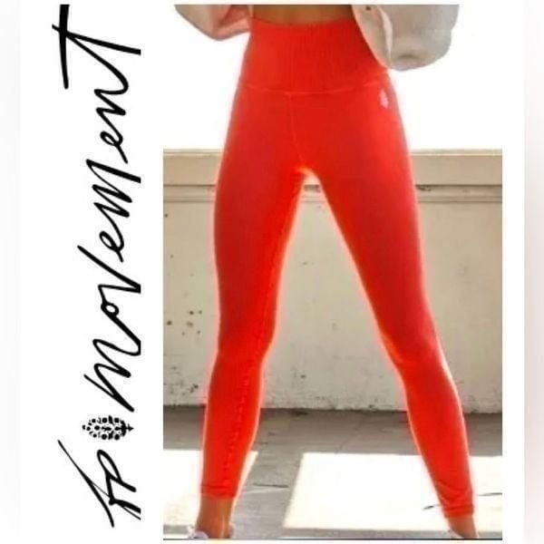 Free People Good Karma Leggings Neon Orange X/L NEW