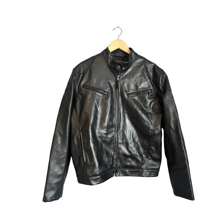 VTG US Polo Assn Leather Racer Motorcycle Jacket mens M Black