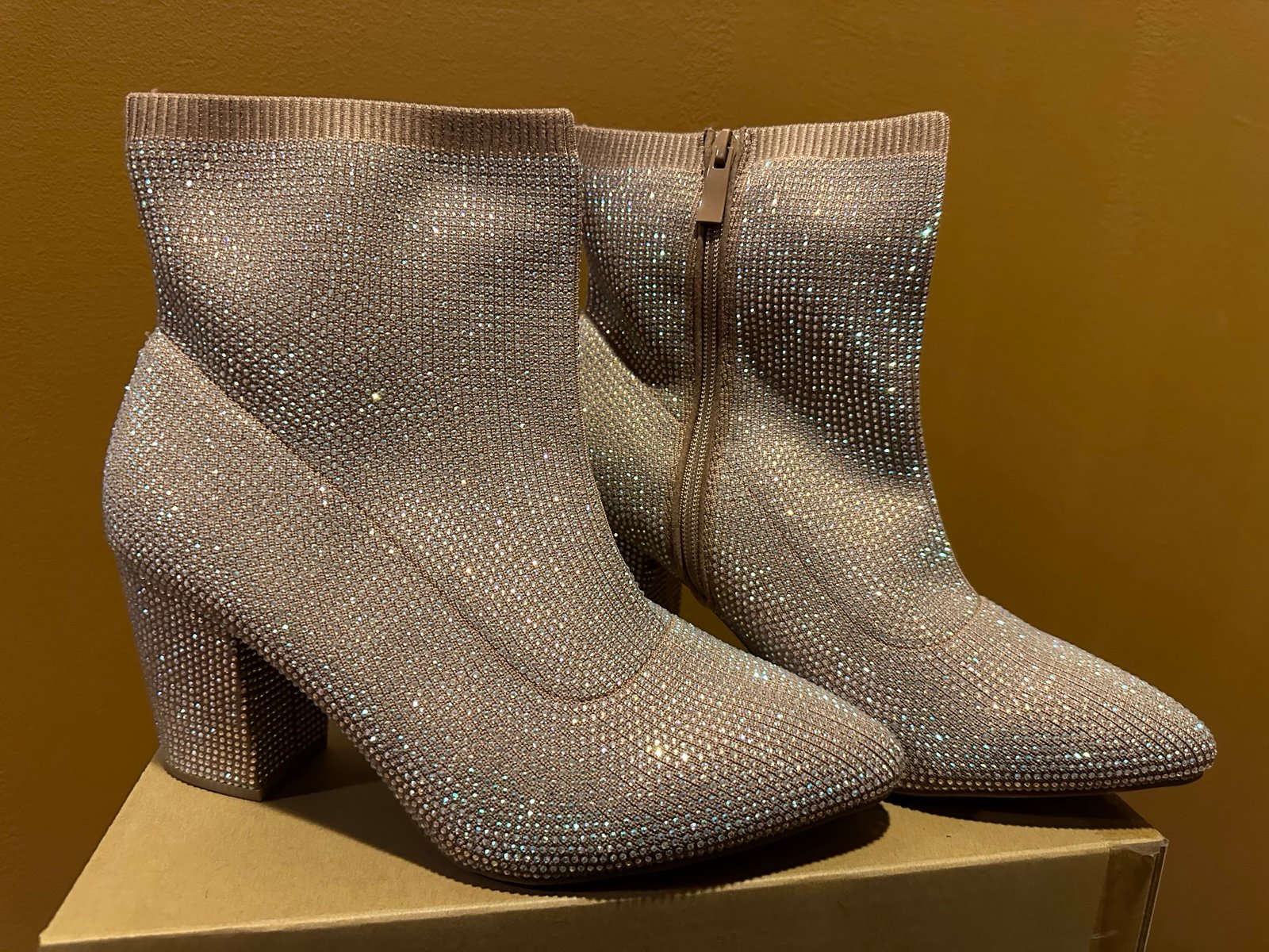 Torrid Taupe Embelished Rhinestone Stretch Sold Out Booties